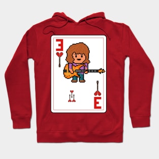 Pixelrockstars Three of Hearts Playing Card Hoodie